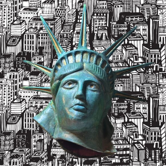 None Other - Red Robin Statue‎ of Liberty Head - Kitschy, Retro Americana - Large sized